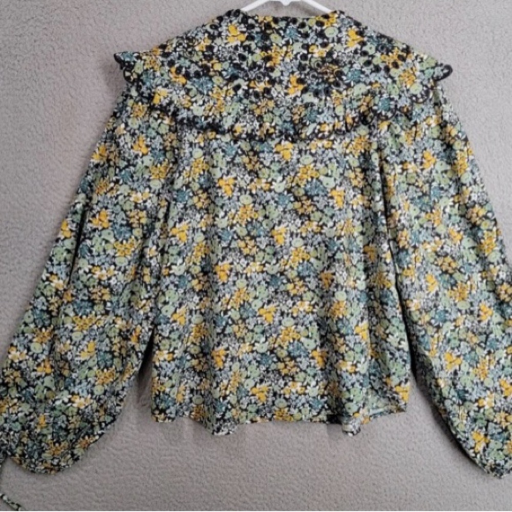 Universal Thread Blue Brown Ruffled Bib Collar Bl… - image 2